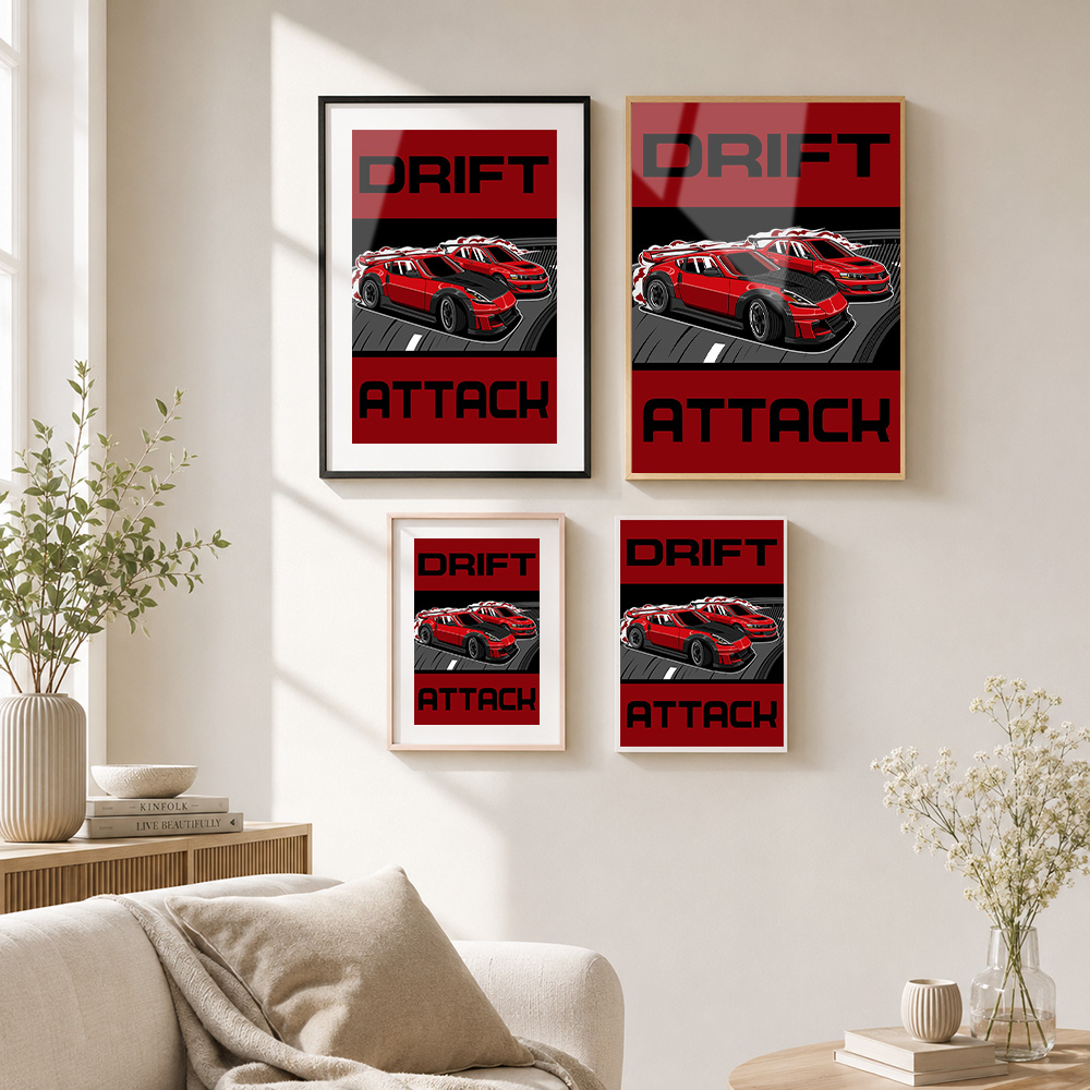 Drift Attack Cars Framed Metal - Car Mirror ulasan dan harga